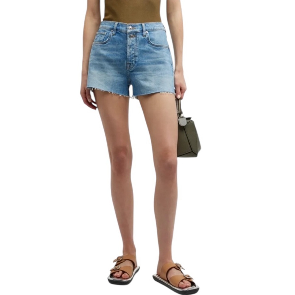 NWT 7 For All Mankind Monroe Cut Off Jean Shorts‎ Medium Wash Size 29